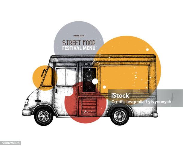 Vector Fast Food Truck Design Stock Illustration - Download Image Now - Taco, Truck, Retro Style