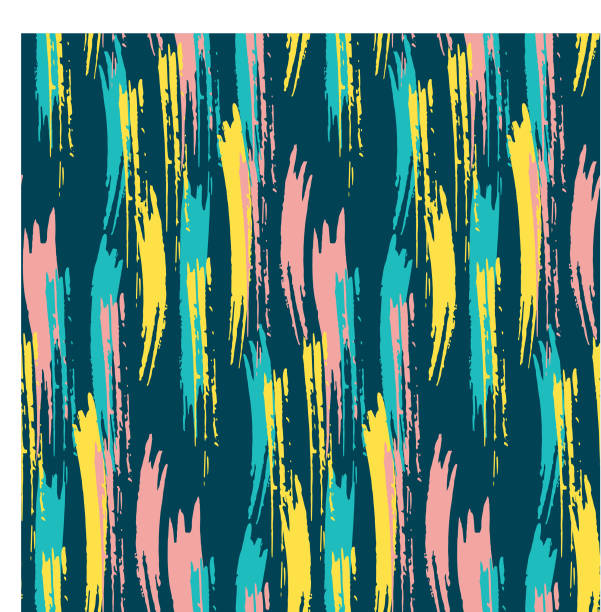 istock Seamless vector pattern with brush strokes, stripes in bright pink, green yellow colors. Hand painted watercolor grunge texture. 958702046