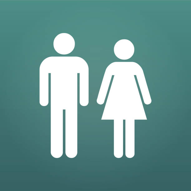 istock male and female icon, vector illustration isolated on modern background. 958703060