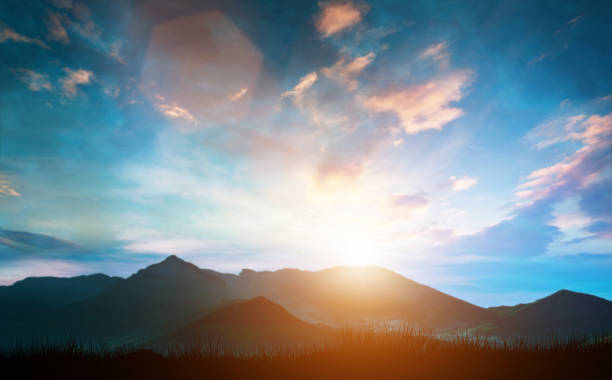 istock Mountain landscape with clouds and sunset. 958709838