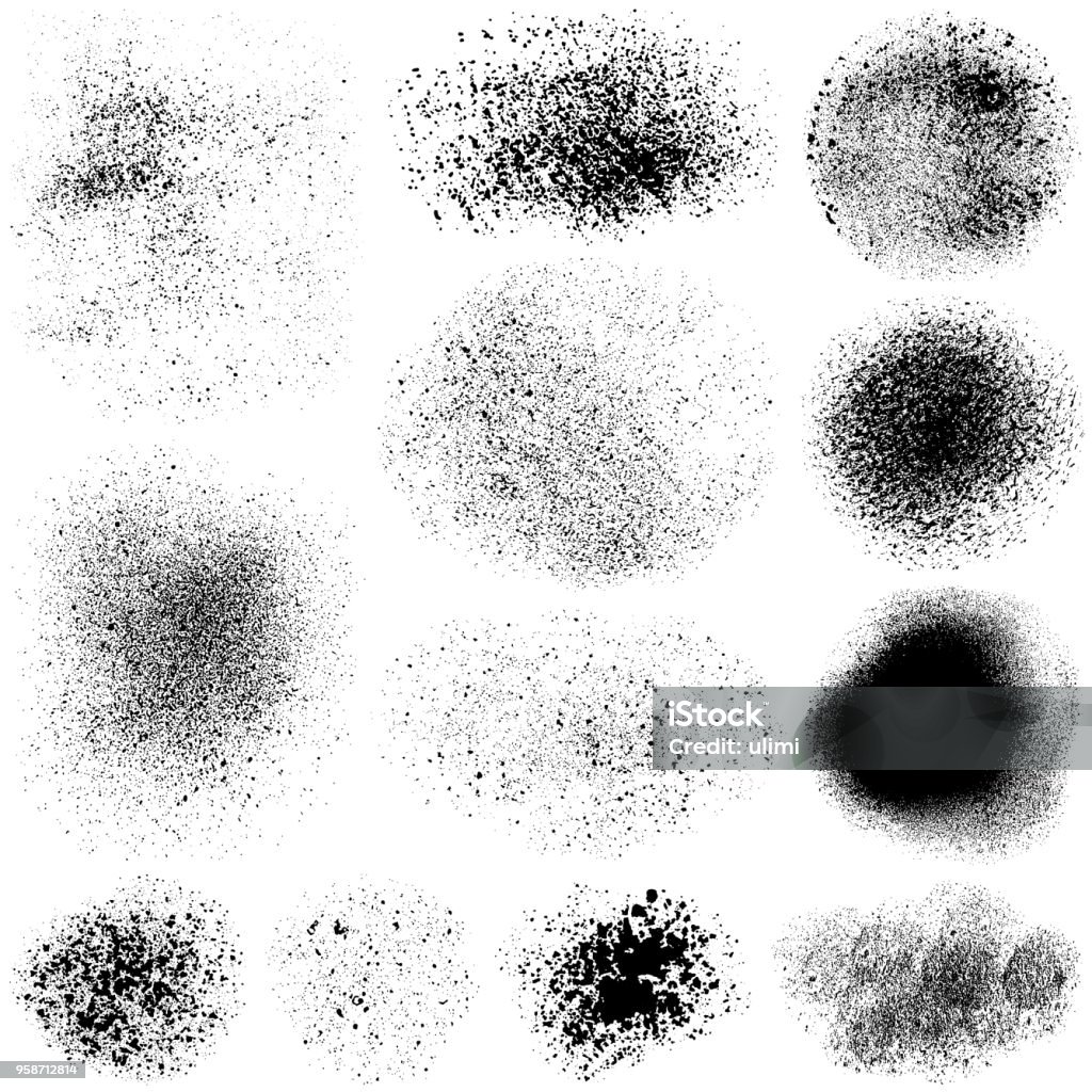Grunge stains Set of grunge design elements. Ink stains. Vector black texture. Isolated paint textures on white background Textured stock vector