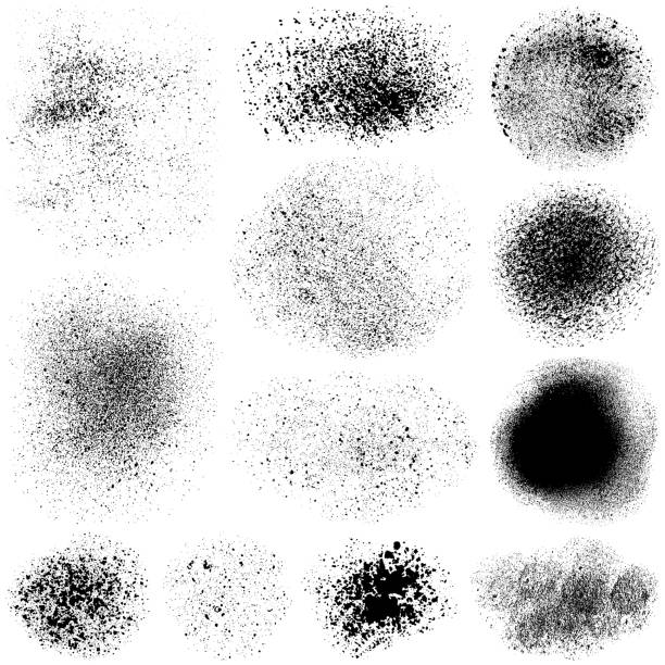Grunge stains Set of grunge design elements. Ink stains. Vector black texture. Isolated paint textures on white background smudged condition stock illustrations
