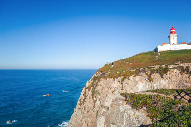 istock Scenic landscape with lighthouse at the Cabo da Roca, a cape which forms the westernmost extent of mainland Portugal 958713642