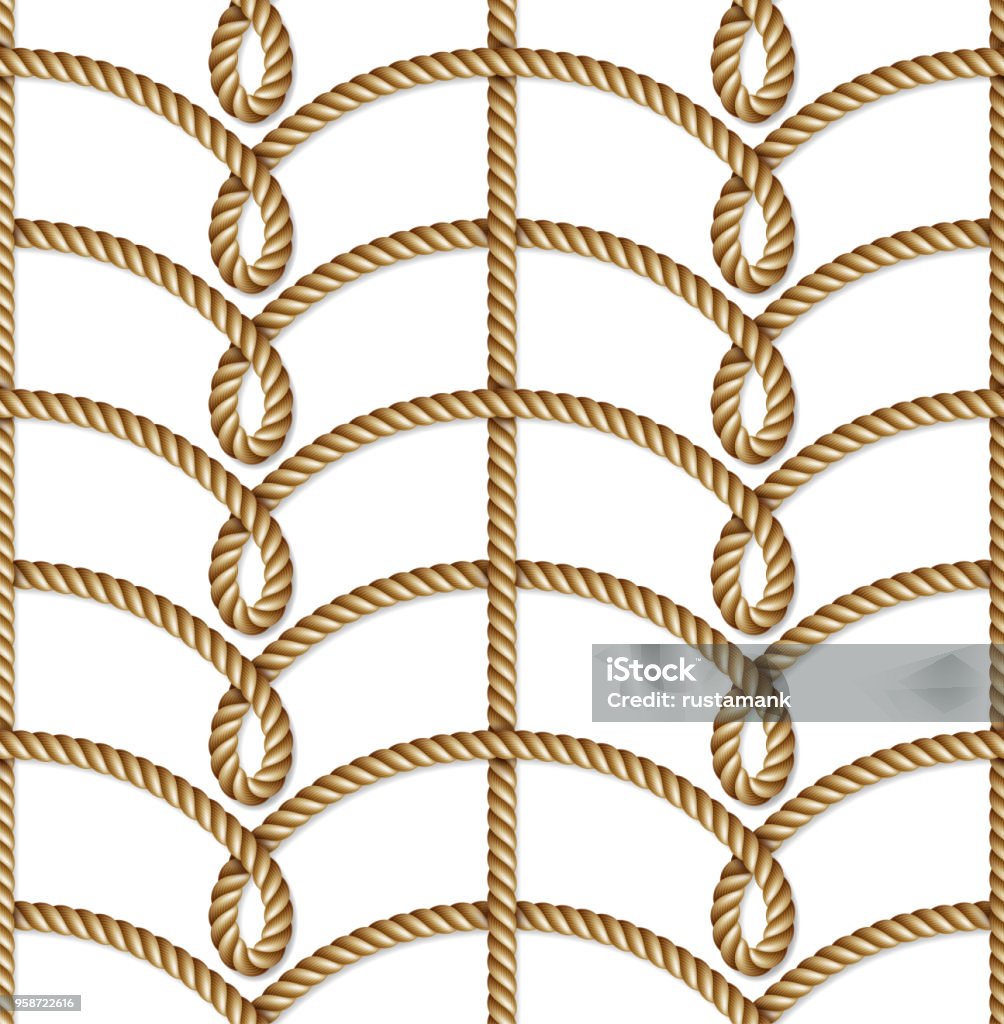 Woven Rope Horizontal Pattern Drawing Nautical Yellow Rope Woven Seamless Pattern Background Isolated On ...