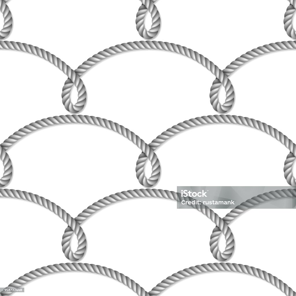 Gray Rope Pattern Drawing Nautical Gray Rope Woven Seamless Pattern Background Isolated On White ...