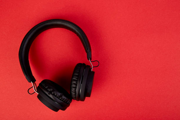 istock Black Headphones. Flatl lay 958723720