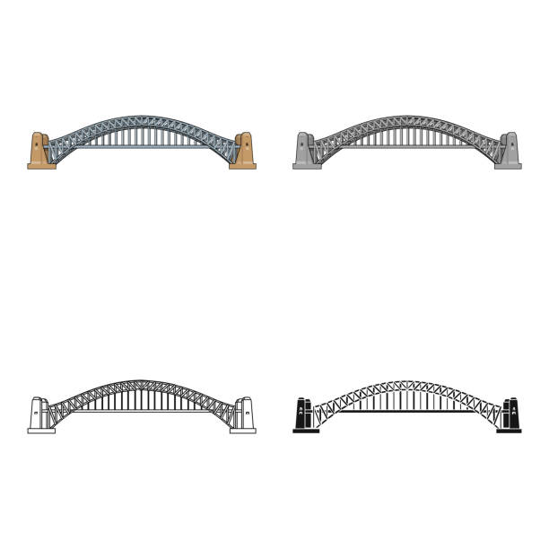 sydney harbour bridge-symbol im cartoon-stil, die isoliert auf weißem hintergrund. australien-symbol-lager vektor-illustration. - sydney harbor bridge stock-grafiken, -clipart, -cartoons und -symbole