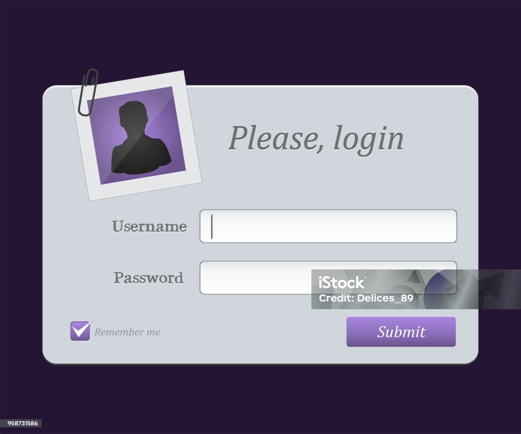 Login Form Menu With Avatar Place Website Element For Your Web Design Stock  Illustration - Download Image Now - iStock