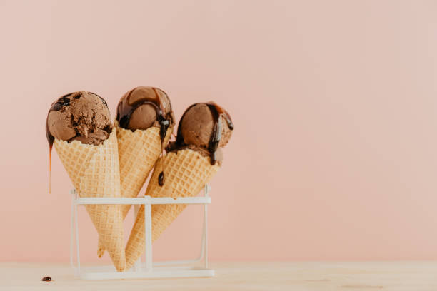 istock Delicious pastel color chocolate ice cream cones 958731990