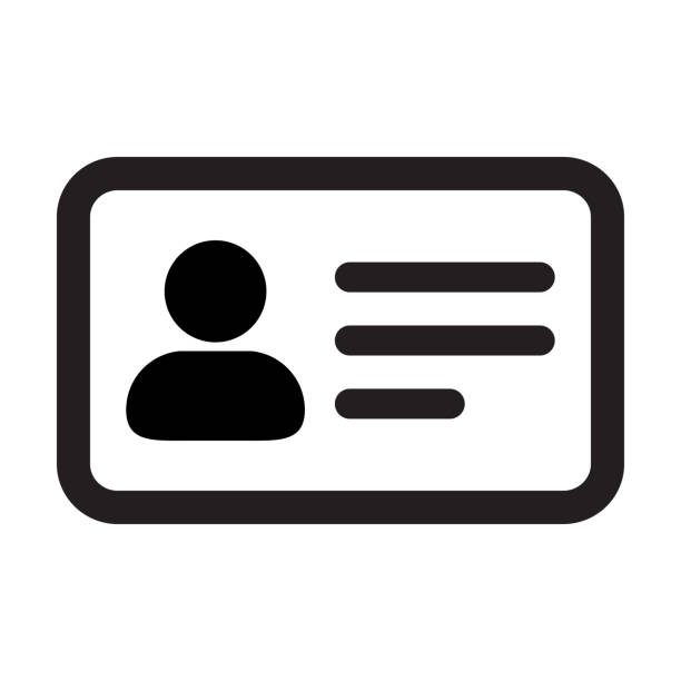 Data Information icon vector male user person profile avatar symbol for Business Identity Card in flat color glyph pictogram Business ID Card icon vector male user person profile avatar symbol for Identity, Personal Data and Information in flat color glyph pictogram illustration identity stock illustrations