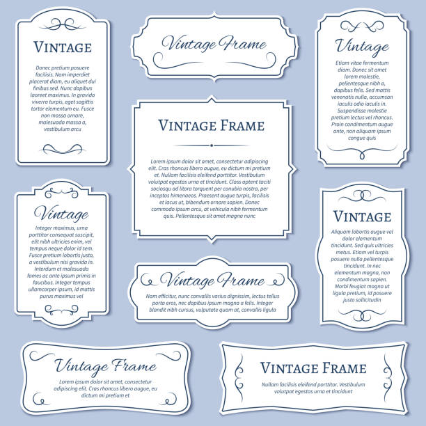 vintage bildbezeichnungen mit kalligrafischen text-teiler-vektor-set - scroll shape stock-grafiken, -clipart, -cartoons und -symbole