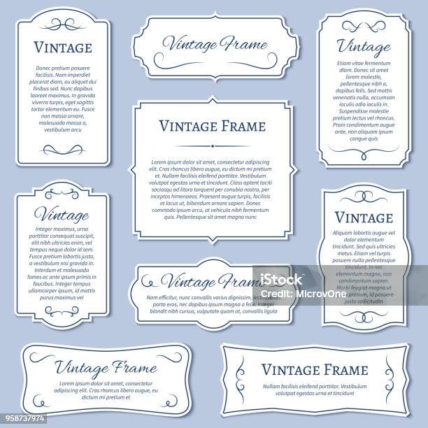 Étiquettes Dimage Vintage Avec Texte Calligraphique Diviseurs Vecteur Défini Vecteurs libres de droits et plus d'images vectorielles de Bordure