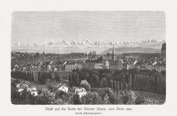 istock Bernese Alps, seen from Bern, wood engraving, published in 1897 958752008