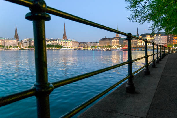istock Alster lake panorama at the blue hour - Hamburg, Germany 958754578