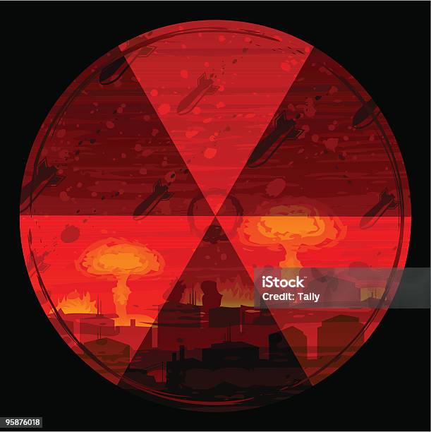 Segnale Di Avvertimento Di Pericolo Di Radiazioni Da Guerra Nucleare Sfondo - Immagini vettoriali stock e altre immagini di Fungo nucleare