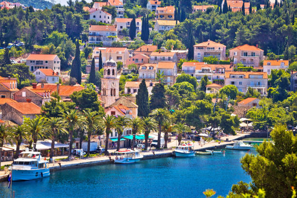Town of Cavtat waterfront view, south Dalmatia, Croatia Town of Cavtat waterfront view, south Dalmatia, Croatia cavtat photos stock pictures, royalty-free photos & images