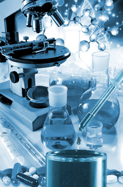 istock Medical instruments and chemical glassware in the laboratory 958770302