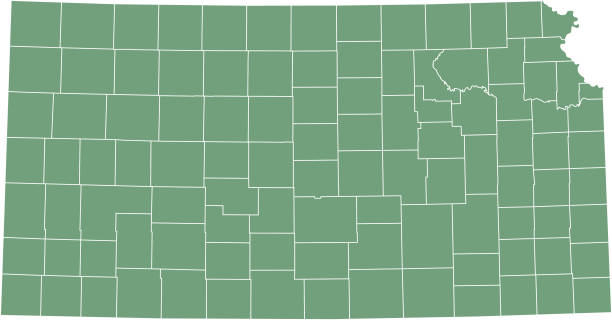 illustrazioni stock, clip art, cartoni animati e icone di tendenza di contorno vettoriale mappa contea di kanas, stato degli stati uniti, in sfondo verde - kiowa
