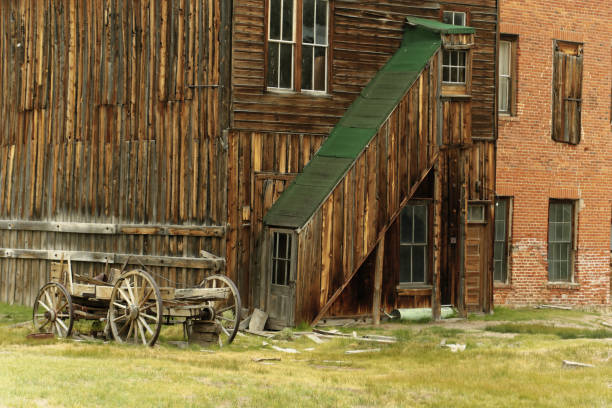 Bodie, California, stores, wooden wagon stock photo