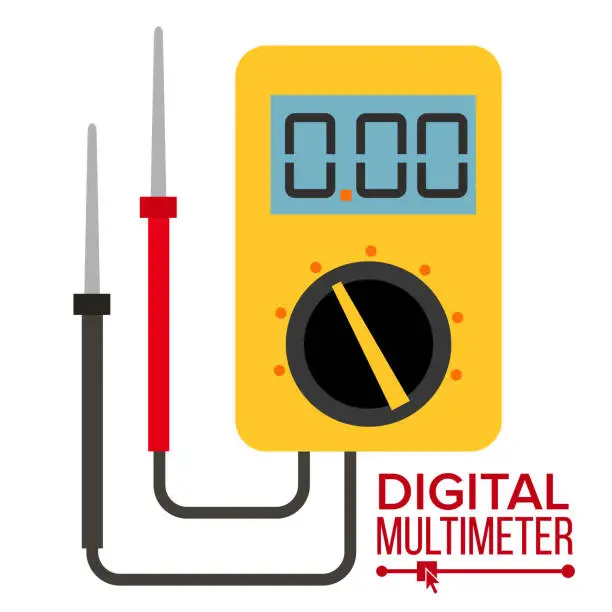 Vector illustration of Multimeter Vector. Digital Gadget. Electrical Multitester Icon. Current Voltmeter Voltage Meter. Electronic Equipment. Isolated Flat Illustration