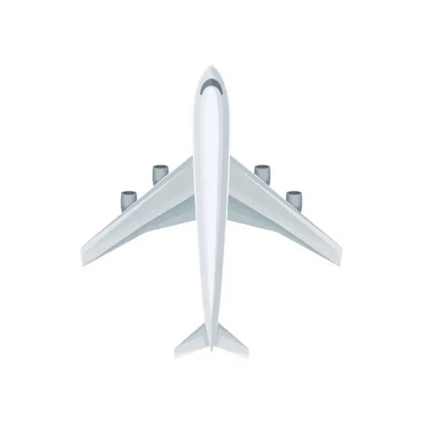 Vector illustration of Large plane with four jet engines. Airplane for transporting passengers or cargo. Civil aviation theme. Flat vector design for mobile game