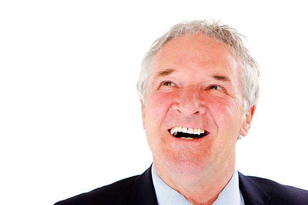 istock Senior Business man looking upwards on white background 95879457