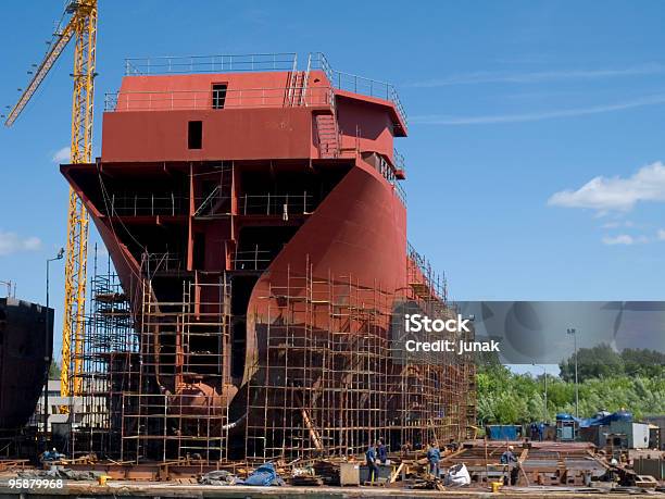 Construction Of A New Red Building On A Nice Sunny Day Stock Photo - Download Image Now