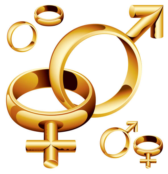 性別のシンボル - ring gold vertical wedding点のイラスト素材／クリップアート素材／マンガ素材／アイコン素材