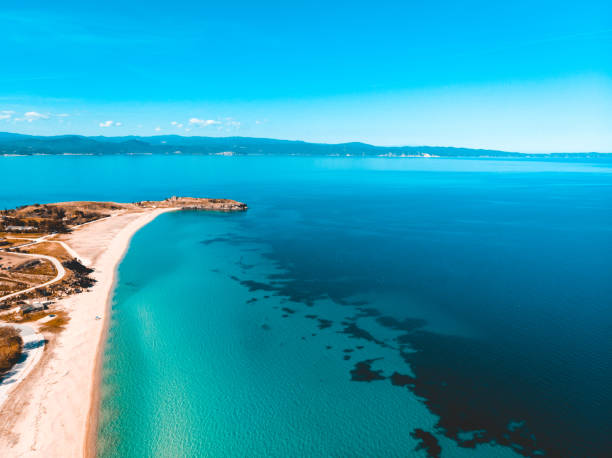 istock beautiful mediterranean beach at greece from the bird view 958802096
