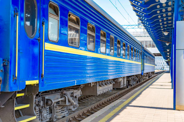 istock The blue train cars at the station 958802176