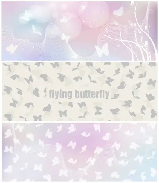 Vector illustration of set of butterfly banner for facebook Poster vector Design