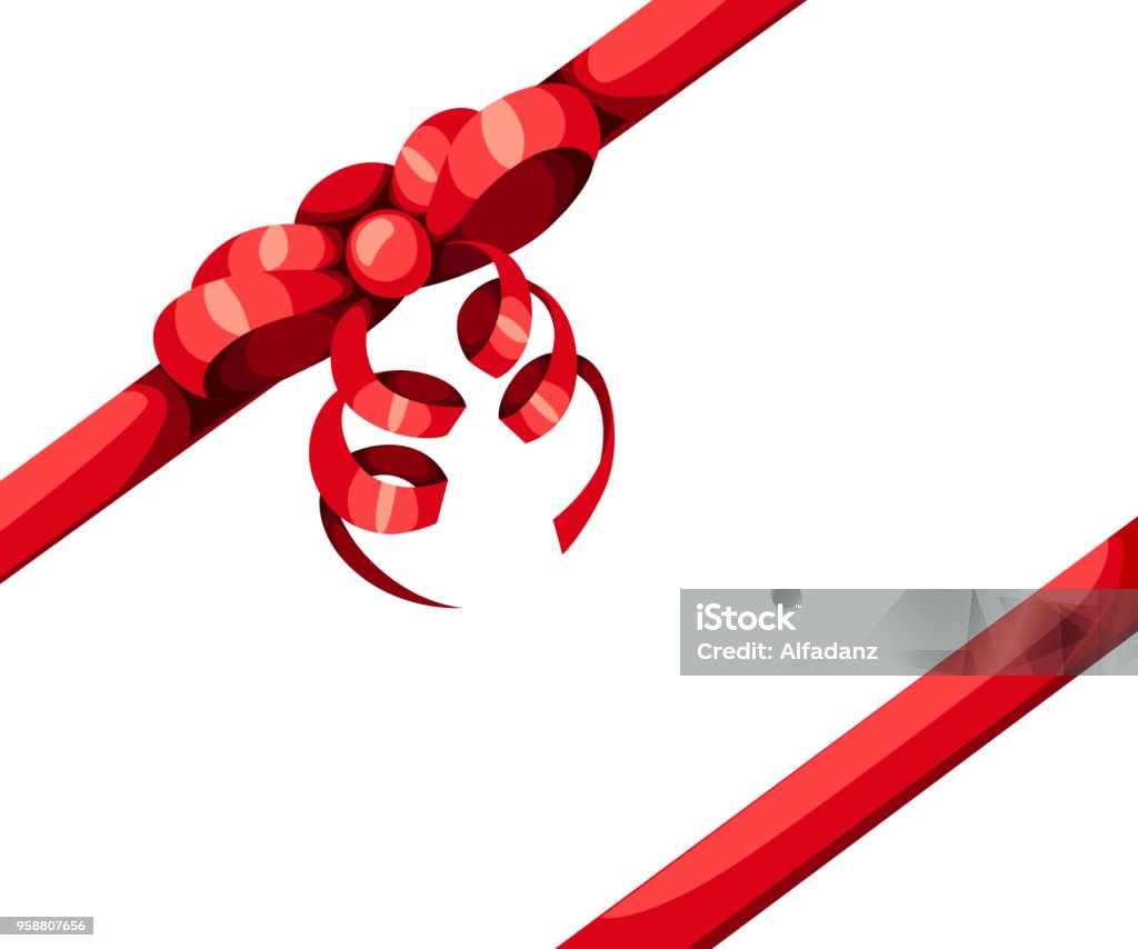 Diagnonal Ribbon Red Gift Bow And Two Diagonal Ribbon Vector Illustration Isolated On ...
