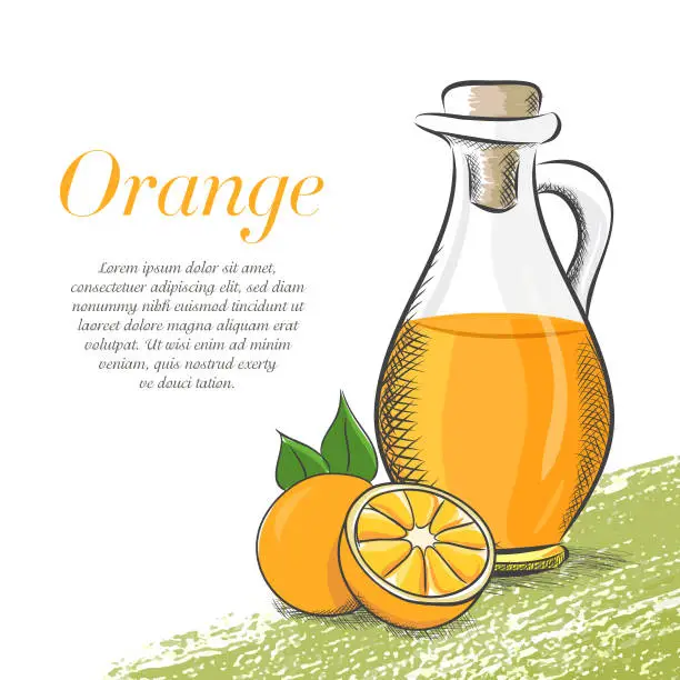 Vector illustration of Orange and Orange Juice