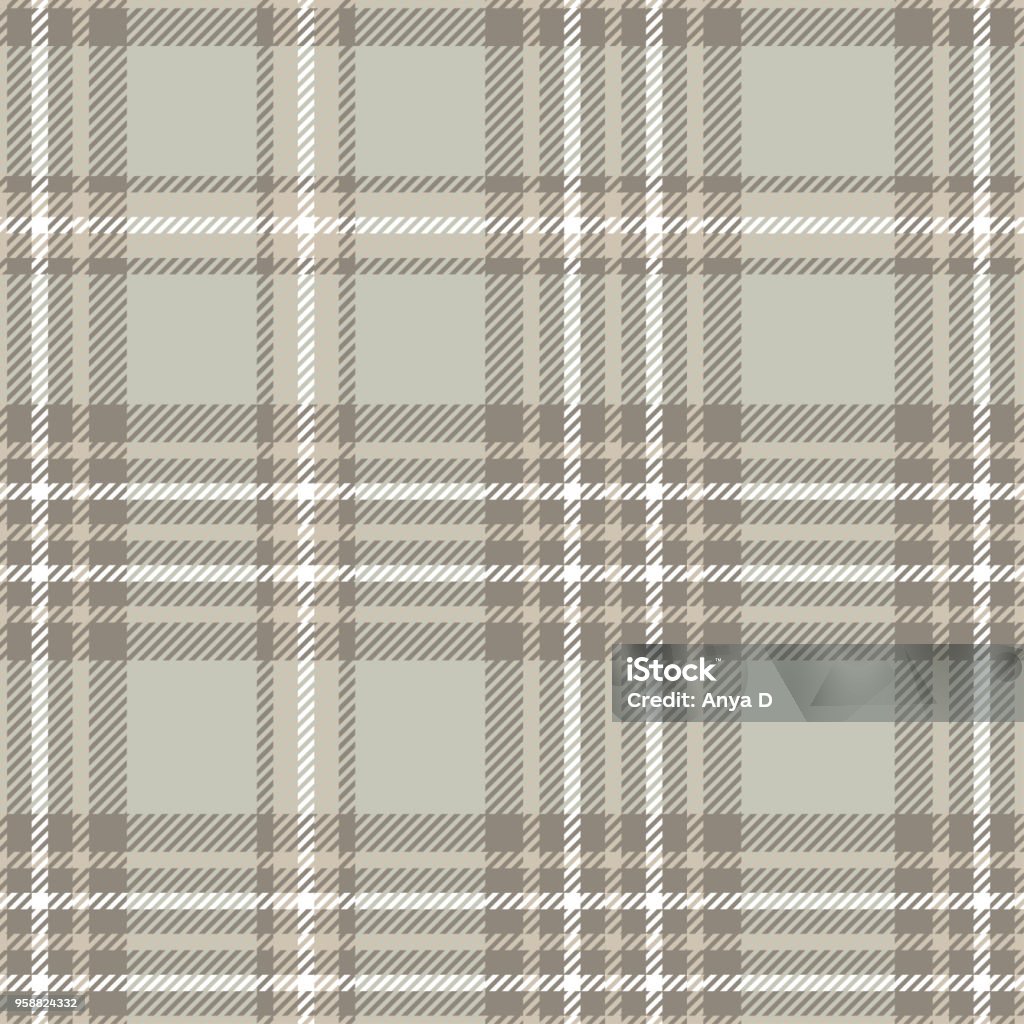 Seamless plaid check pattern in taupe, beige, gray and white. Classic fabric texture for digital printing Plaid stock vector