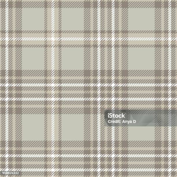 Seamless Plaid Check Pattern In Taupe Beige Gray And White Stock Illustration - Download Image Now