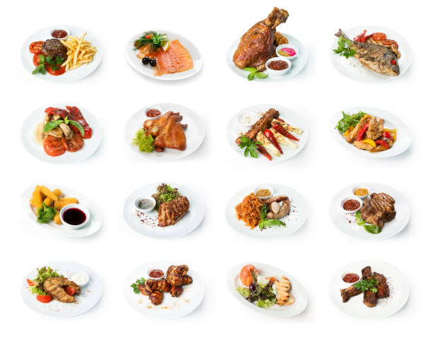 istock Collage of restaurant dishes isolated on white 958834622