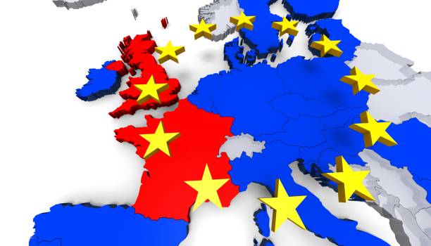 istock brexit frexit eu european union europe georaphically map european leaving countries exit template graphic illustration silhouette 3d rendering isolated on white background with yellow star sign template isolated cut out white background 958847382