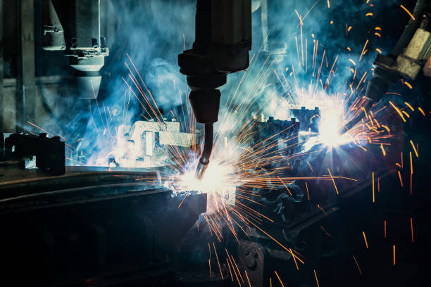 istock The welding arm on the automobile production line 958847670