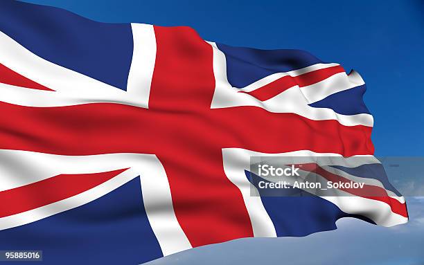 Großbritannienflagge Stockfoto und mehr Bilder von Britische Flagge - Britische Flagge, Wind, Blau