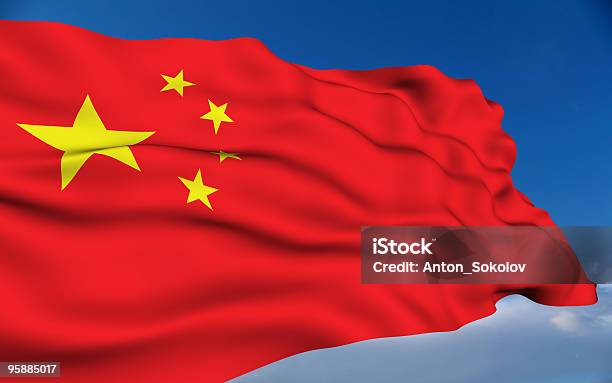 Chinesische Flagge Stockfoto und mehr Bilder von Blau - Blau, China, Chinesische Flagge