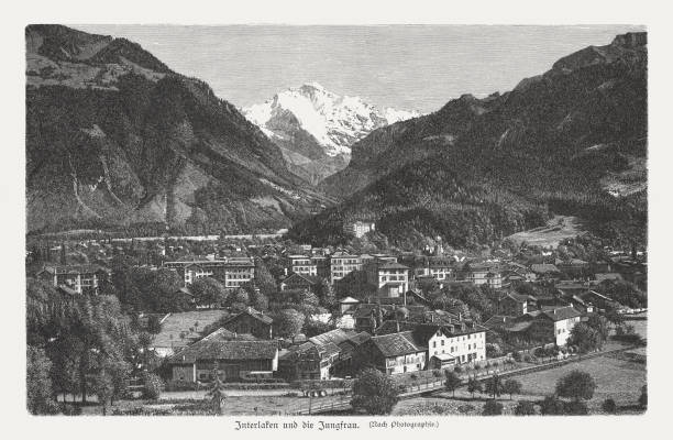 istock Interlaken and the Jungfrau, wood engraving, published in 1897 958862926