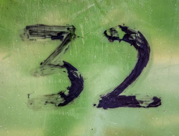 istock Written Wording in Distressed State Typography Found Number Thirty Two 32 958863862