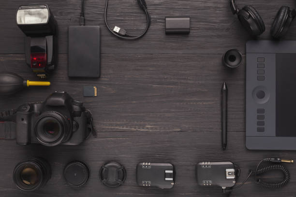 istock Diverse personal equipment for photographer 958869442