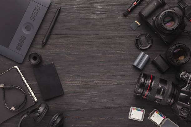 istock Diverse personal equipment for photographer 958869518