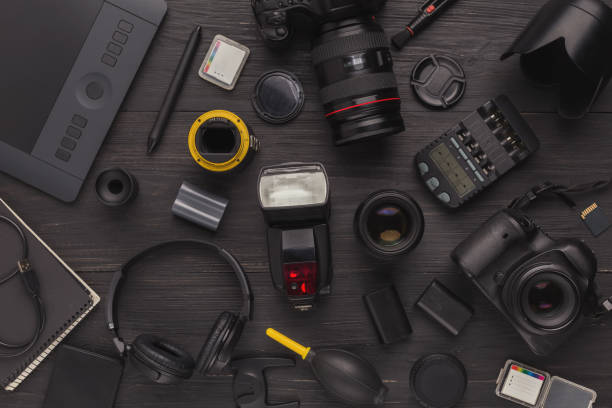istock Diverse personal equipment for photographer 958869536