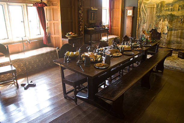 istock Beautiful wood dining room set up for a banquet 95887148