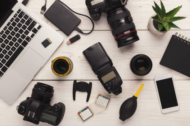 istock Diverse personal equipment for photographer 958871814