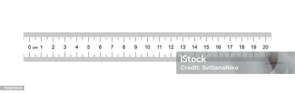 20cm Example Visual Ruler 20 Cm Measuring Tool Ruler Graduation Ruler Grid 20 And 1 Cm Size ...