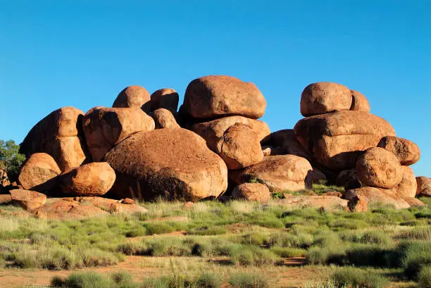 Australia, natural landmark and tourist attraction Devil's Marbles in Northern Territory