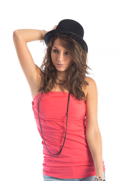 istock Pretty young girl on white background 958875308